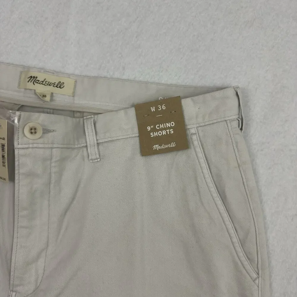 Madewell Shorts Mens 36 Beige Chino Classic Fit Cotton Blend Casual NWT